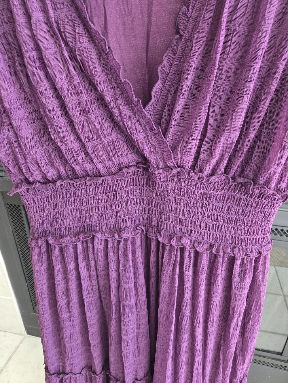 Max Studio Plum V-Neck Tiered Maxi Dress - Picture 4 of 5